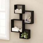 Rossi Interweave Wall Mount Floating Cube Shelf, Set of 4, Espresso
