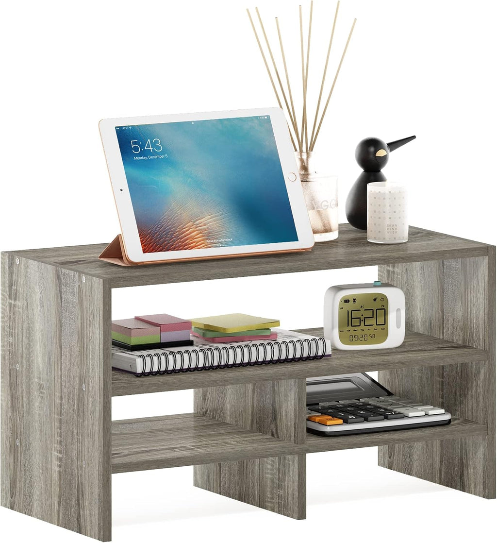 Hermite Desk Top Organizing Shelf Bookcase, French Oak