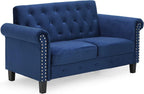 Bastia 2-Seater Loveseat Sofa, 54" Wide, Navy Velvet