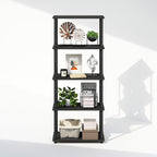 Turn-N-Tube Book Shelf, 5-Tier Bookshelf, Bookcase with Multipurpose Compact Display Rack, 11.6 x 23.6 x 57.4, for Living Room, Bedroom, Home Office, Americano/Black