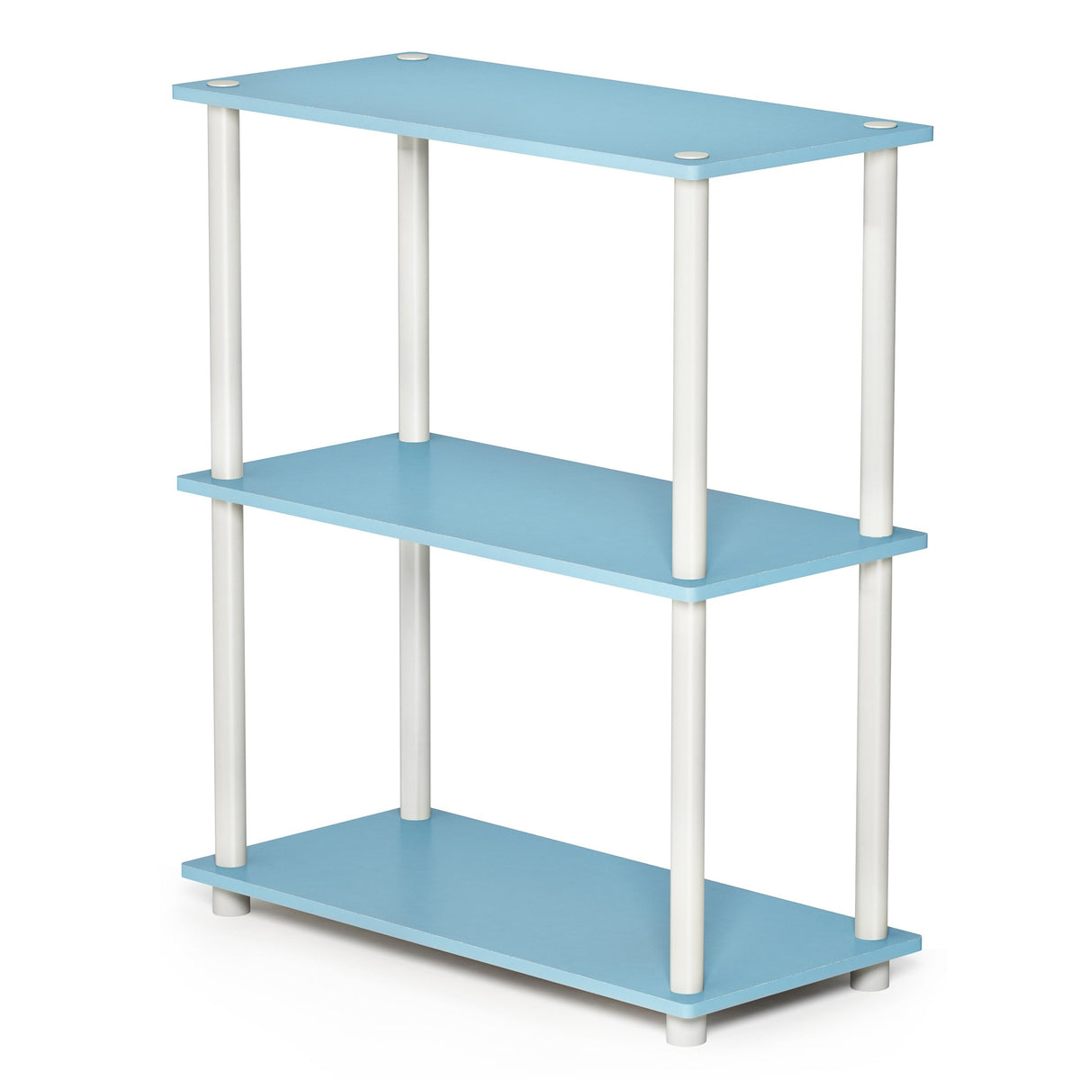 99152BE/WH/IV 3-Tier Go Green Multipurpose Storage Rack Shelving Unit Bookshelf Cabinet with 2 Bins, Beech Finish