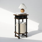 Turn-N-Tube Tall Nightstand with Bin, 1-Pack, Plastic Poles, Amber Pine/Black