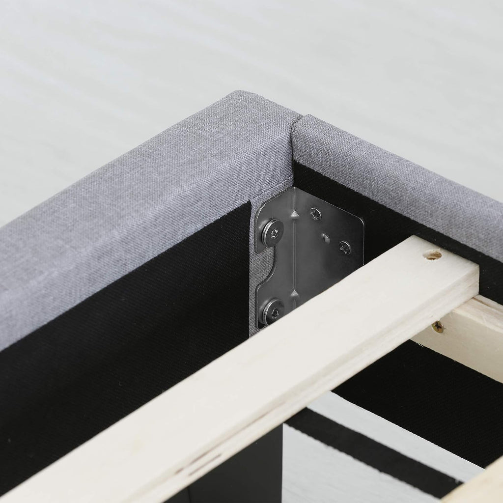 Laval Button Double Row Nail Head Bed Frame, Queen Size, Glacier