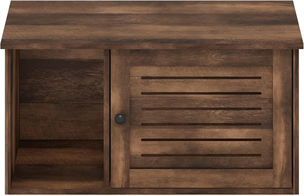 PELI Farmhouse Style Cat Litter Box Enclosure, Rustic Brown