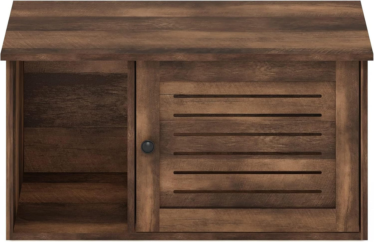 PELI Farmhouse Style Cat Litter Box Enclosure, Rustic Brown