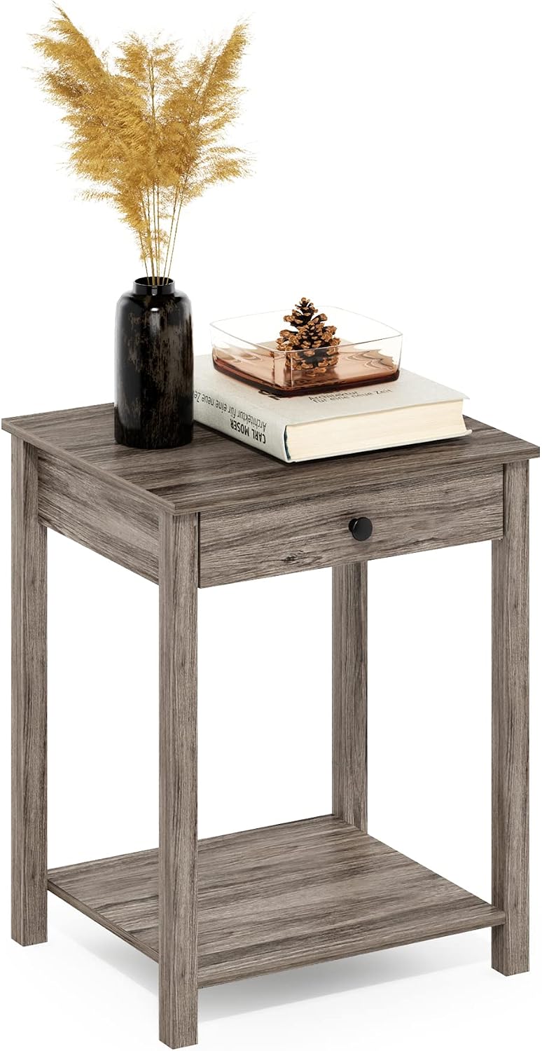 Classic Side Table with Drawer, 1 Pack, Rustic Oak