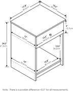 TIDUR Set of 2 Night Stand with Drawer, Americano