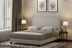 PESSAC Bed Frame, Twin Size Bedframe with PU Leather Upholstery Headboard, Bed with Legs, Wooden Slat Support, Easy Assembly, for Bedroom, Dorm, Plain White