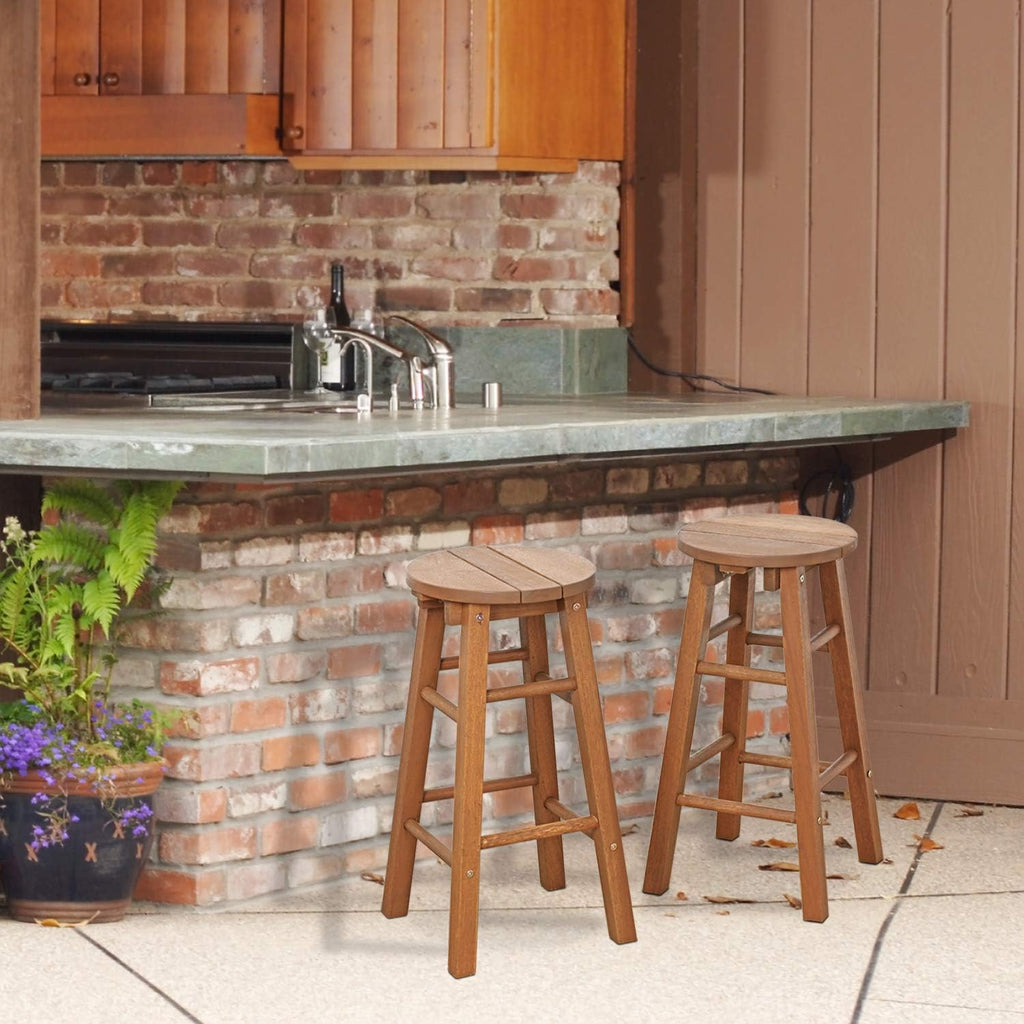 TIOMAN Set of 2 Outdoor Barstool, 23.8" Tall, Natural
