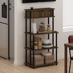 Turn-N-Tube Kitchen Storage Shelf with Top Cabinet for Kitchen, Dining Room and Home Office, Columbia Walnut/Black