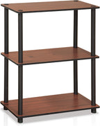 Turn-N-Tube Storage Shelves, 3-Tier Book Shelf, Corner Shelf, Toolless Open Shelves, for Organization and Storage, Living Room, Bedroom, Entryway, Laundry, Cherry Oak