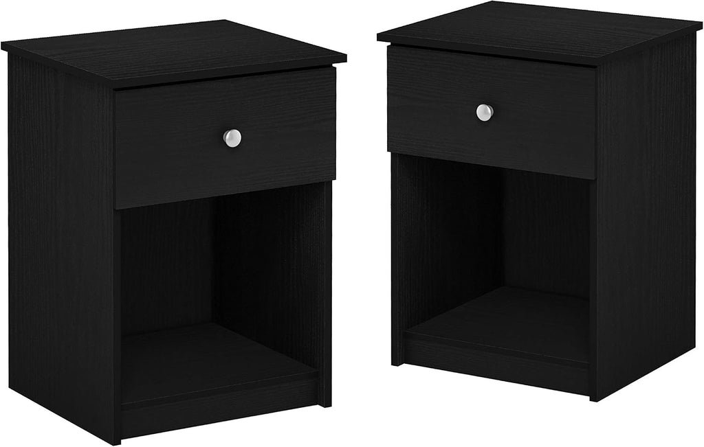 TIDUR Set of 2 Night Stand with Drawer, Americano