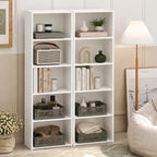 LUDER Set of 2 Book Shelf, 5-Tier, White