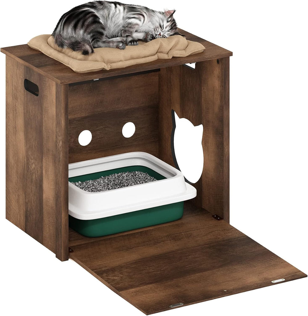 Peli Small Cat Litter Box Enclosure with Single Door, Rustic Brown