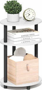Turn-N-Tube Toolless 3-Tier Oval Side Table, White
