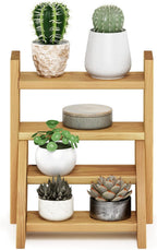 Outdoor Staircase Design Plant Stand, Pine Wood