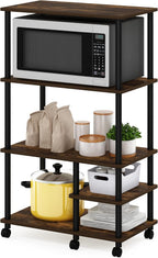 Turn-N-Tube 4-Tier Toolless Kitchen Storage Shelf Cart, Amber Pine/Black