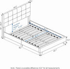 LAVAL Queen Size Bed Frame with Button Tufted Headboard, Light Grey