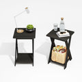 TIDUR 2-Tier Oval Night Stand with Open Shelf, French Oak