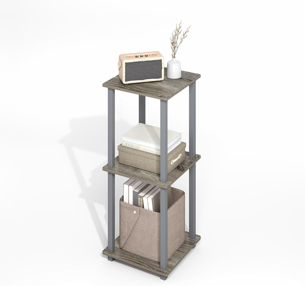 Simplistic Side Table Set of 2, End Table, Night Stand, Nightstand, Bedside Table, for Living Room, Bedroom, Grey Oak