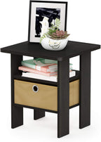 Andrey Set of 2 End / Side Table / Night Stand / Bedside Table with Bin Drawer, Espresso