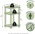 JUST 3-Tier Telephone Table Set of 2, Turn-N-Tube Toolless Side Table with Open Shelf, Round Curve Corner Night Stand, Bedside Table, for Living Room, Bedroom, Columbia Walnut