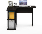 Abbott L-Shape Computer Desk with Bookshelf, Espresso/Black