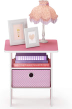 Andrey 3-Tier Square Side Table with Storage Bin, Pink