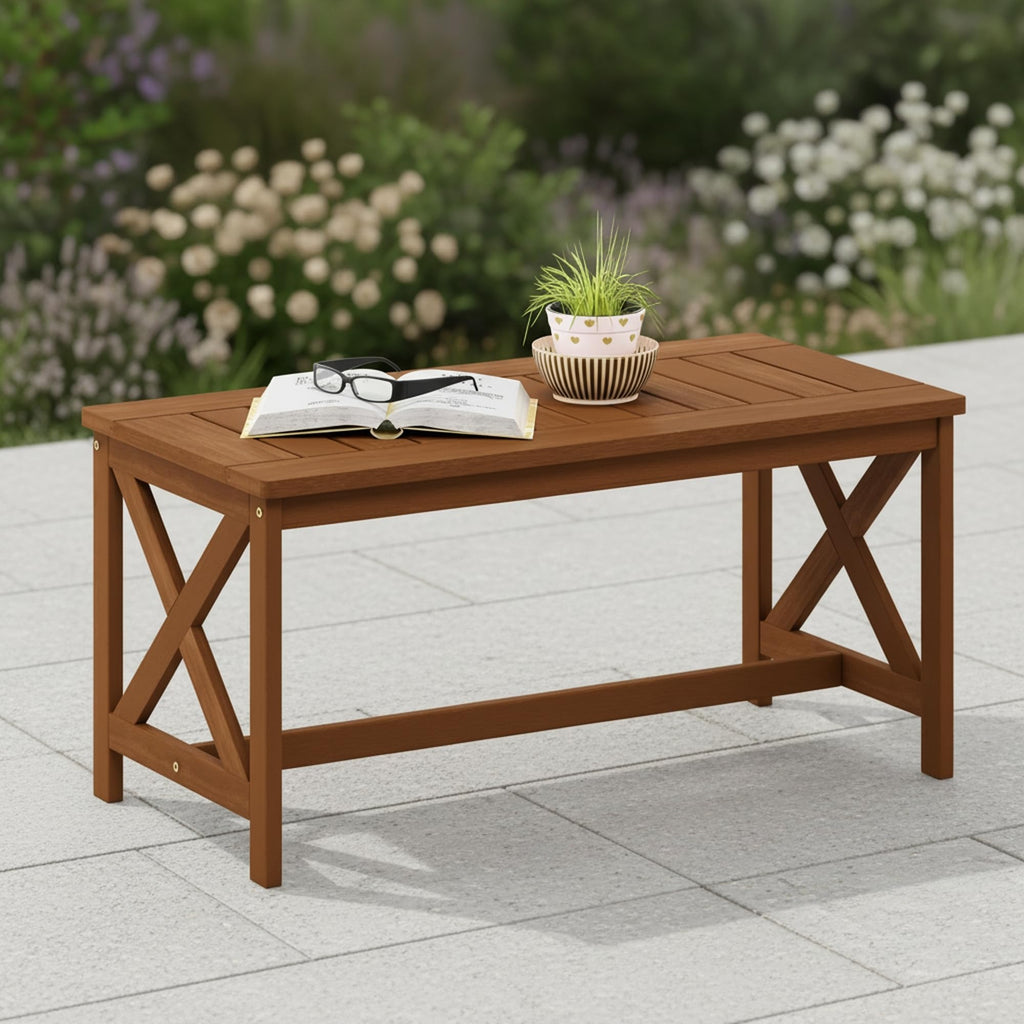 Outdoor Patio Table with X Leg, Natural