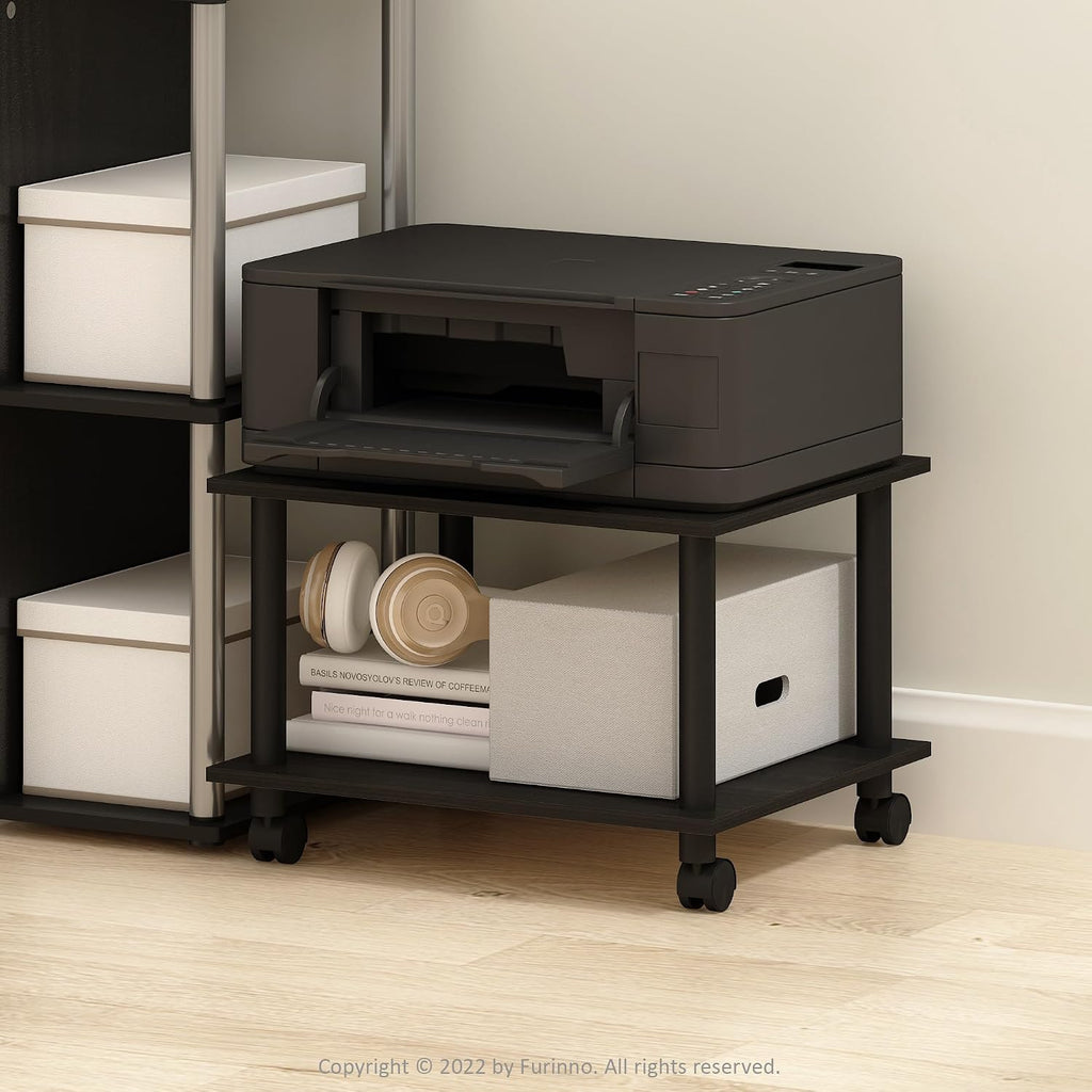 Econ Home Office Under Desk CPU and Printer Stand with Wheels, Espresso/Black