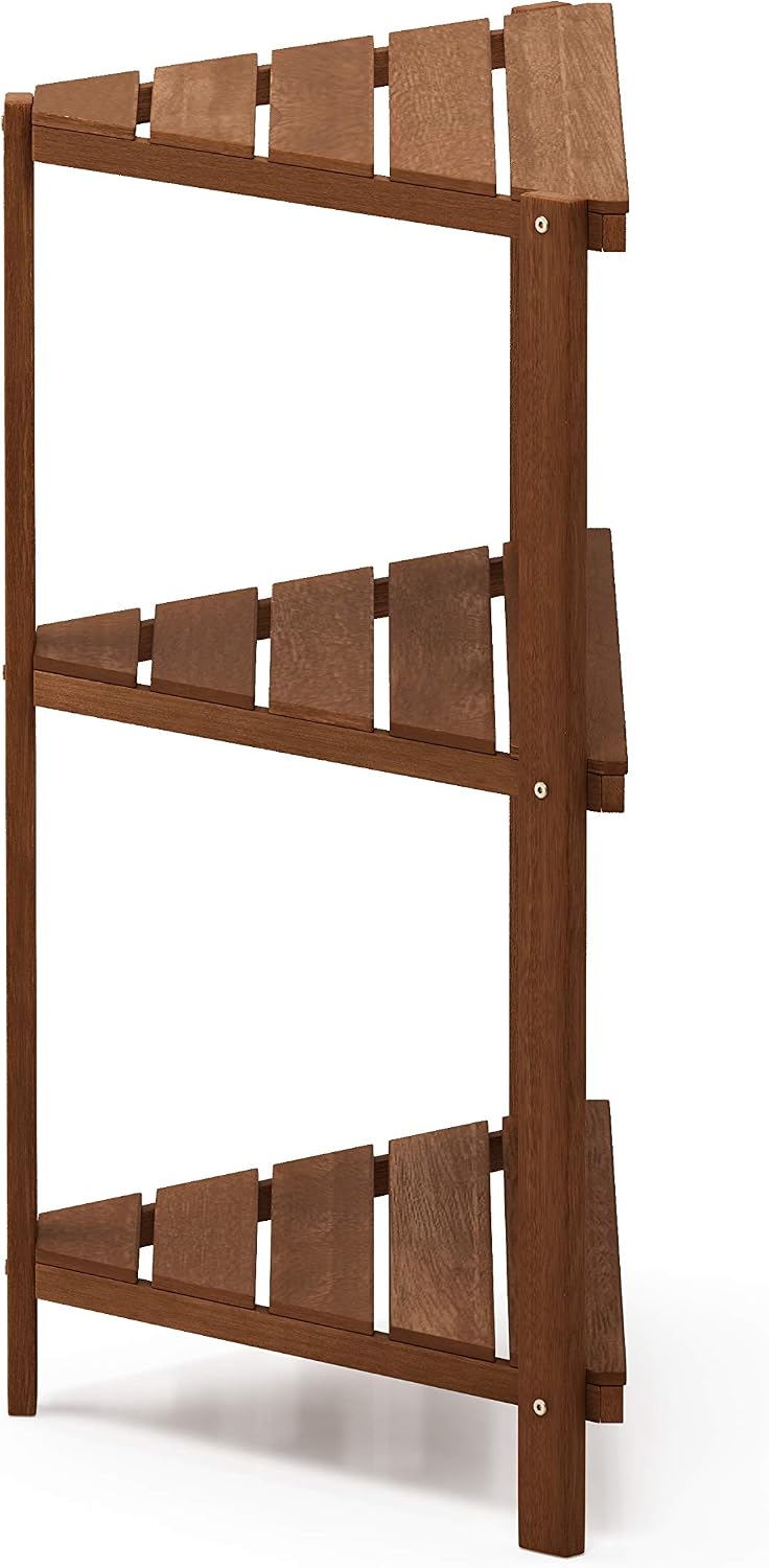 Outdoor 3-Tier Corner Plant Stand, Natural