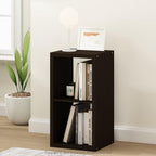 CUBICLE 2-Cube Book Shelf, Extra Thick Frame Bookshelf, Dark Oak