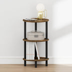 Turn-N-Tube 3-Tier Oval Night Stand, Toolless Assembly Narrow Nightstand, Modern Side Table, End Table, for Living Room, Bedroom, Amber Pine