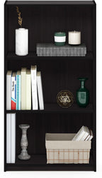 Basic 3-Tier Book Shelf with Open Shelves, Dark Walnut