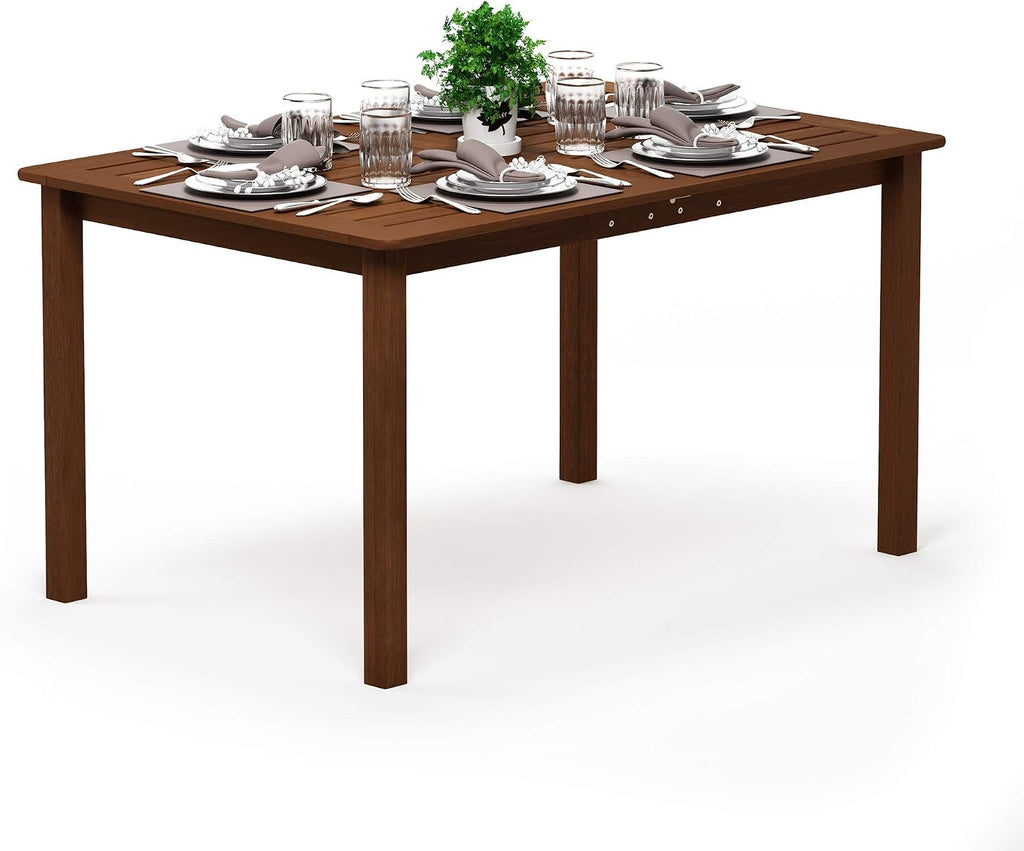 Tioman Outdoor Dining Table, Natural 35.5"D x 59.0"W x 29.0"H