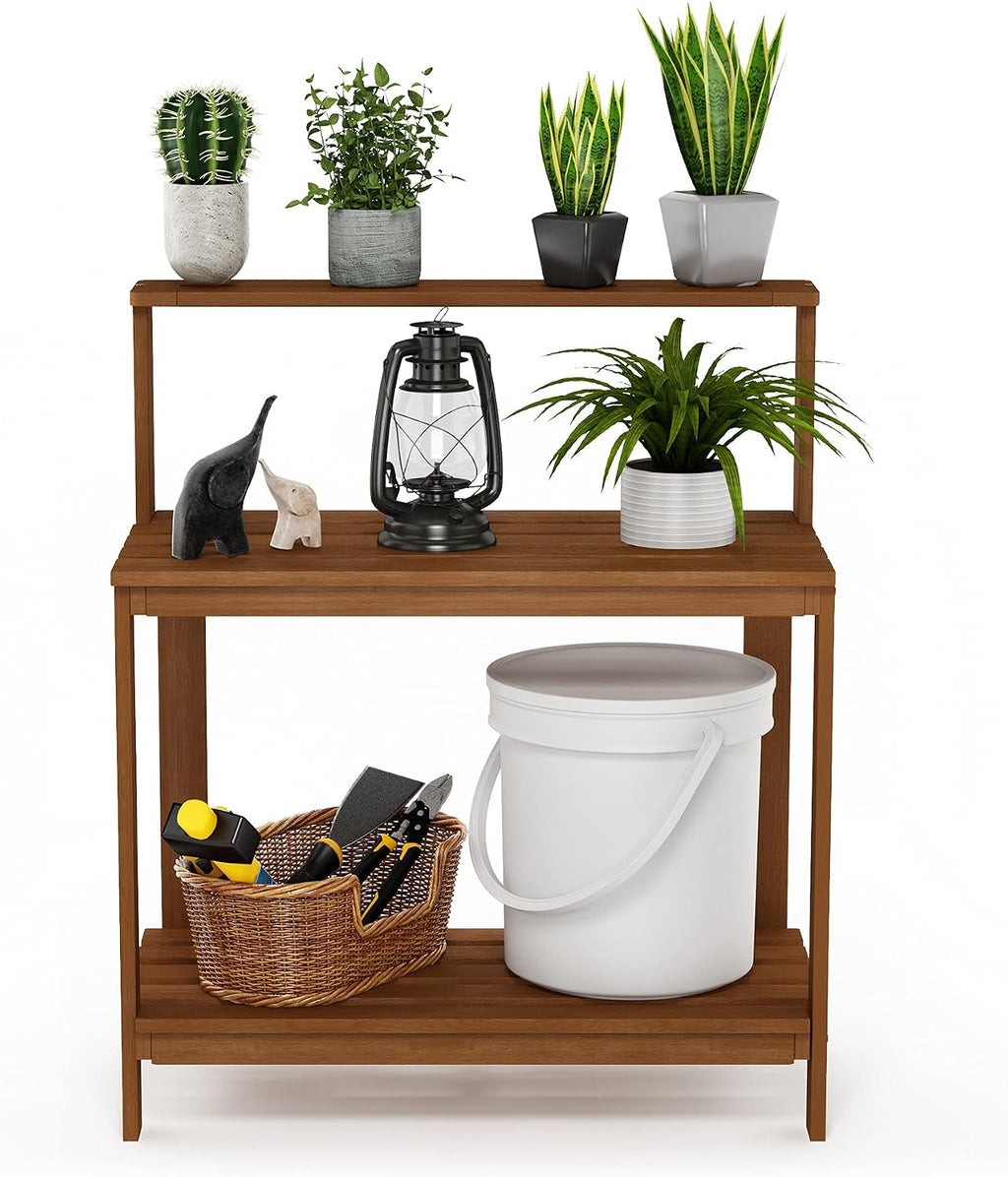 Tioman Outdoor Potting Bench with Storage Shelf, Natural