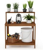 Tioman Outdoor Potting Bench with Storage Shelf, Natural