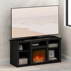 Jensen Fireplace TV Stand, NO Heat Decorative Electric Fireplace Corner TV Stand for TV up to 55 Inch, with 5 Open Shelves, for Living Room, Americano