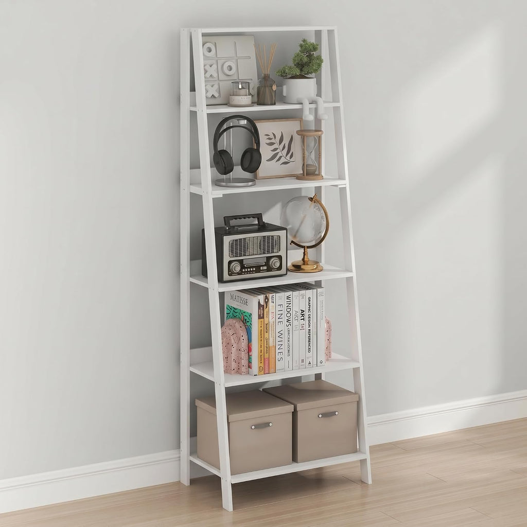 Ladder Shelf, 6-Tier Ladder Book Shelf, Bookcase, White