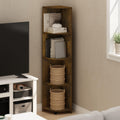 Econ Corner Shelf, 4-Tier Rustic Brown Corner Book Shelf, Storage Shelves, Display Rack, Bookshelf, for Organization and Storage, Living Room, Home Office, Amber Oak