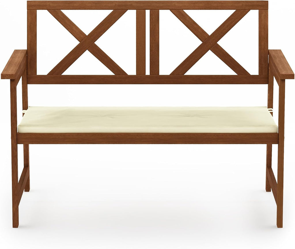 TIOMAN 2-Seater Outdoor Bench with Cushion, Light Wood