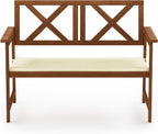 TIOMAN 2-Seater Outdoor Bench with Cushion, Light Wood