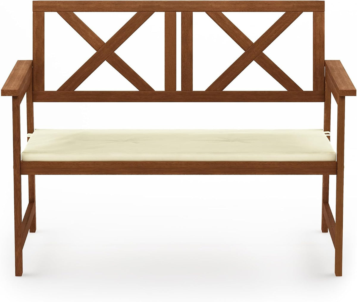 TIOMAN 2-Seater Outdoor Bench with Cushion, Light Wood