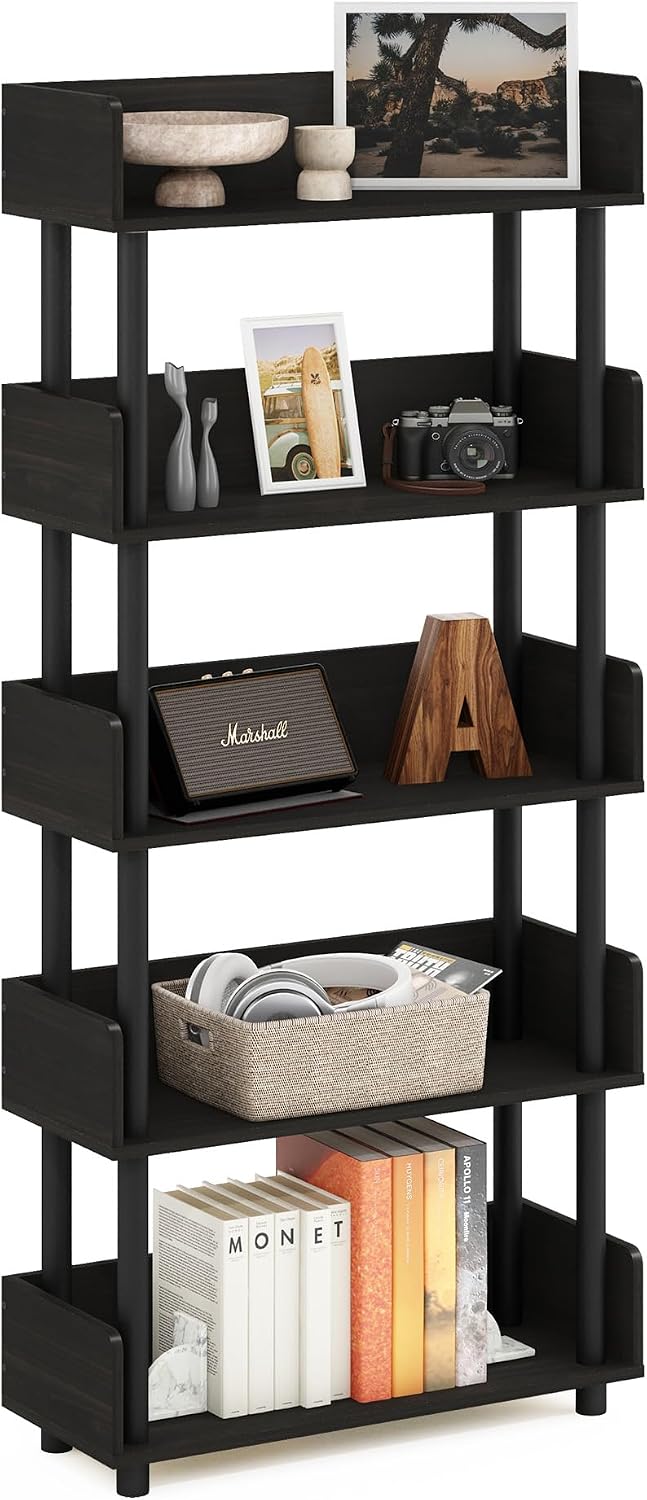 Turn-N-Tube Book Shelf, 5-Tier Bookshelf, Bookcases, Espresso