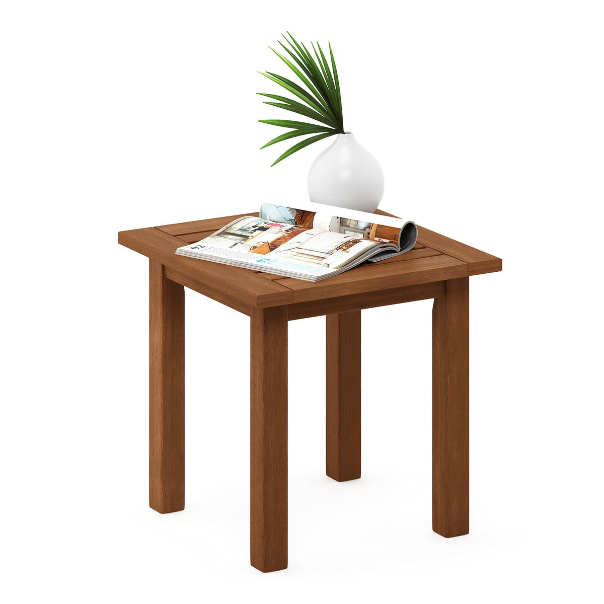 2-Tier Outdoor Patio Table with Open Shelf, Natural