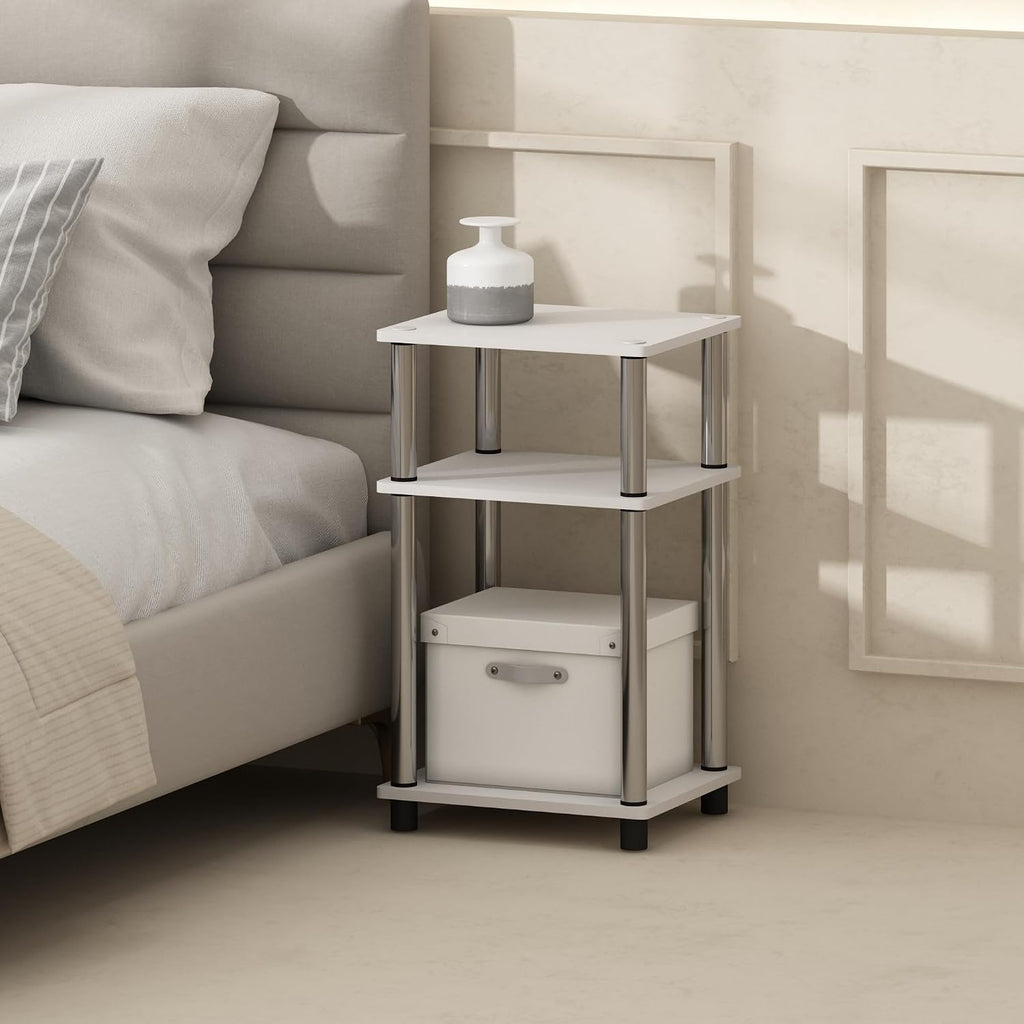 JUST Set of 2 Toolless 3-Tier Night Stand, White Oak