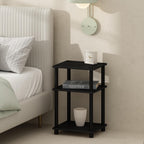 Simplistic Toolless Small 2-Tier Night Stand, Black Espresso