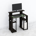 TOMI 35.3" Wide Desk with Hutch and Storage Shelves, Walnut