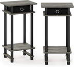 Turn-N-Tube Set of 2 Toolless 3-Tier Side Table, French Oak
