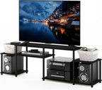 Turn-N-Tube TV Stand, Wide Open Frame Entertainment Center with Shelf, TV Console with Tall Side Storage for TV up to 48 Inch, for Living Room, Bedroom, French Oak